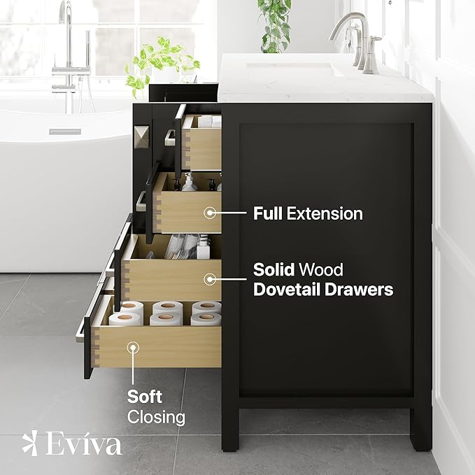 Eviva Aberdeen 42 in. Espresso Single Sink Bath Vanity with Carrara Quartz Top and Undermount Porcelain Sink