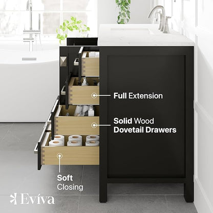Eviva Aberdeen 42 in. Espresso Single Sink Bath Vanity with Carrara Quartz Top and Undermount Porcelain Sink