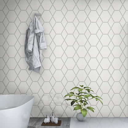 MSI White and Gray 12 in. x 12 in. Hive Pattern Matte Porcelain Mosaic Tile for Kitchen Backsplash, Bathroom Wall, Shower, and Floor