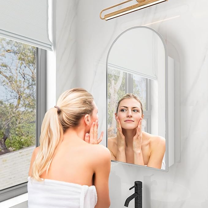 FKWin Bathroom Medicine Cabinet with Mirror, Wall-Mounted, 16x30 Inch | Medicine Cabinet Mirror, Small Apartment Bathrooms, Space-Saving Storage, Easy Organization , Elegant Bathroom Upgrade