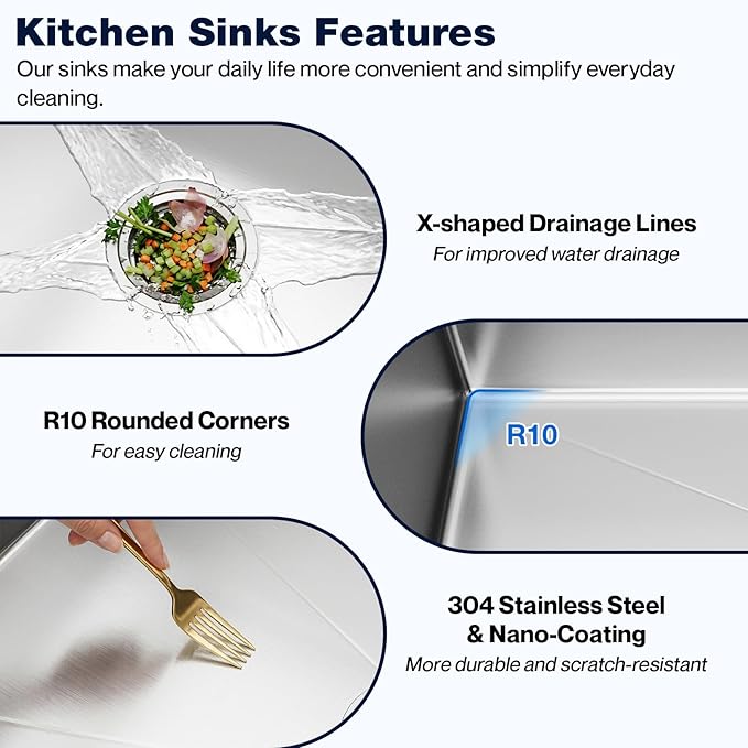 33x22 Inch Topmount or Drop In Kitchen Sink Worktation, Stainless Steel Single Bowl Sink with Drainpipe for RV, Prep Kitchen
