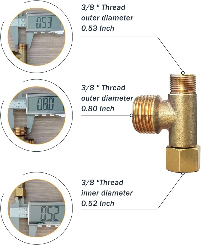 Universal Bidet T Adapter for Any Brand Bidet Hose, All-in-One Solution fit Toilet Tank Inlet or Angle Valve Outlet, 3/8"-7/8"-1/2", Brass Made