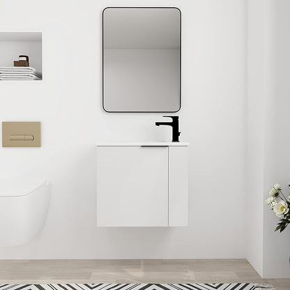 22" Floating Bathroom Vanity with Sink, Wall Mounted for Small Bathrooms, Soft-Close Door Cabinet with White Ceramic Basin & Waterproof Plywood, Modern Space Saving Vanity for Apartment