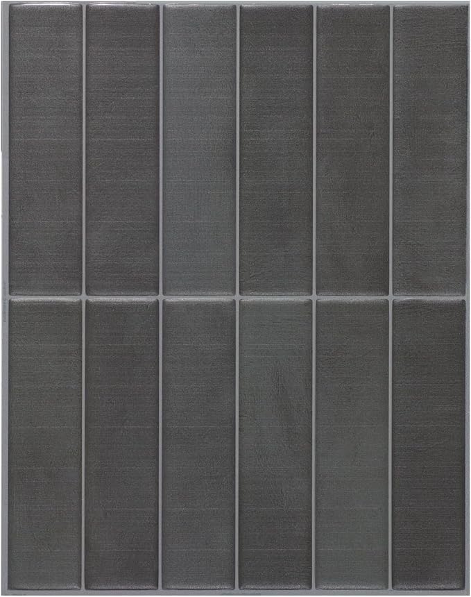 Smart Tiles Peel and Stick backsplash, Stacked Smoke Gray, 11.43"x9" | Pack of 5 (3.5 sq ft), Matte, Heat/Moisture Resistant, Low VOC, Kitchen/Bathroom, Renter Friendly, Made in Canada