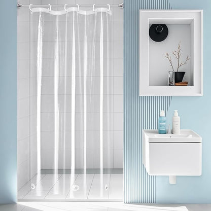 EurCross Heavyweight Shower Stall Clear Liner 36x72in with 3 Bottom Magnets | 135g/m2 Heavy PEVA Shower Curtain Liner Small Size for Shower Stall,PVC-free,See-through Half size Bathroom Shower Liner