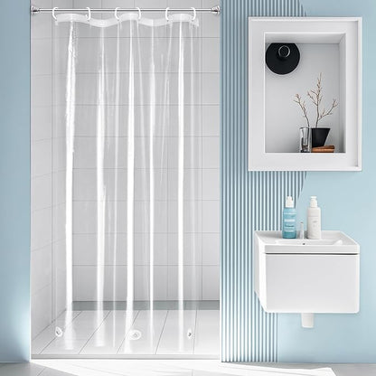 EurCross Extra Long Clear Curtain Liner 36x84 for Walk in Shower or Stall | 135g/m2 Heavyweight PEVA with 3 Bottom Magnets, PVC-free,Waterproof See Through Extra Long Shower Curtain for Tall Stall