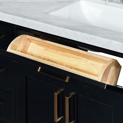 Isabella 48-Inch Bathroom Vanity with Sink — Black Single Sink Bathroom Vanity, 1.5" Edge Italian Carrara Marble Top, Solid Wood, 2 Soft-Close Doors, 8 Dovetail Drawers + Tilt Drawer
