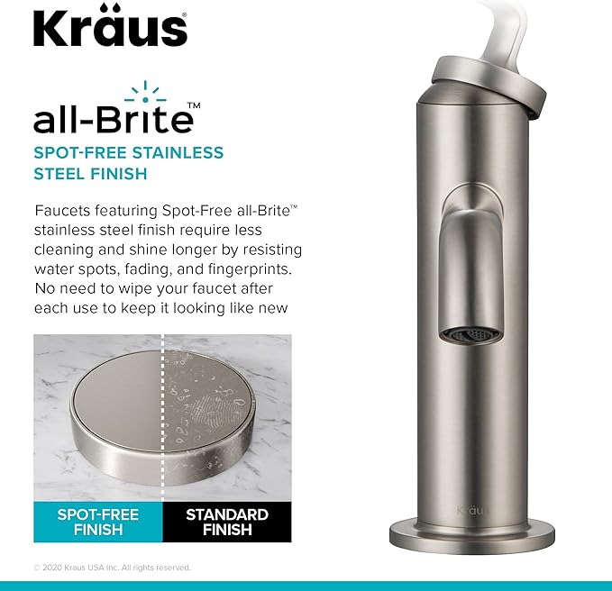 KRAUS Ramus Single Handle Bathroom Sink Faucet with Lift Rod Drain in Spot Free Stainless Steel, KBF-1221SFS-2PK