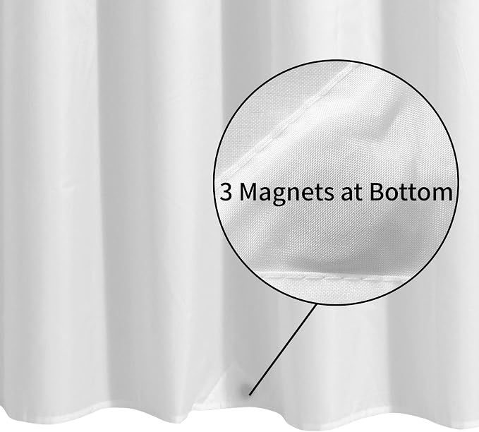 ALYVIA SPRING Waterproof Fabric Shower Curtain or Liner White, 72x72 | 3 Magnets, Soft Cloth & Hotel Quality, Machine Washable, Light-Weight, Standard Size