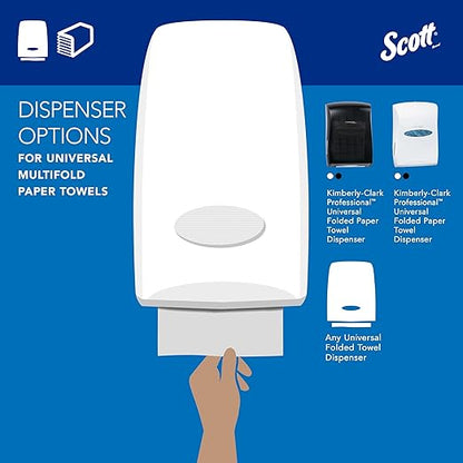 Scott Professional Universal Multifold Paper Towels, Bulk (03650), Absorbency Pockets, White, 9.2"x9.4" Towel, Compressed, Compact Case (250 Sheets/Pack, 12 Packs/Case, 3,000 Sheet Total)
