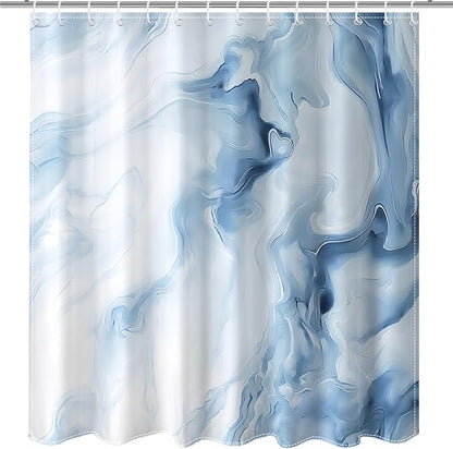 Mocsicka Shower Curtains for Bathroom, Blue Marble Shower Curtain for Bathroom, Abstract Blue and White Shower Curtain Modern Art Decor Waterproof Bath Curtain for Modern Bath Decor, 72 X 72 Inch