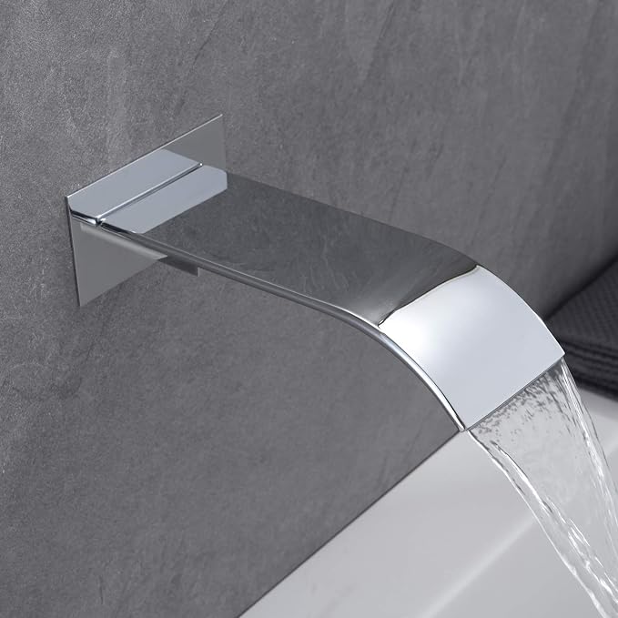 SUMERAIN Shower System with Waterfall Tub Spout, Chrome Finish | 3 Functions, 8" Rain Shower Head, Brass HandHeld Shower, Anti-scalding Pressure Balance Cartridge, Including Rough-In Valve