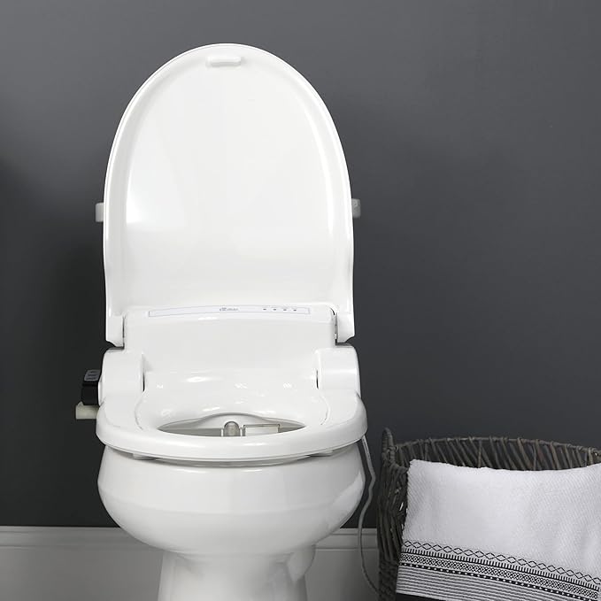 Bio Bidet Bliss BB1000 Warm Water Bidet Seat, Air Dryer, Heated Seat with Slow Close Lid, Remote Control, Round