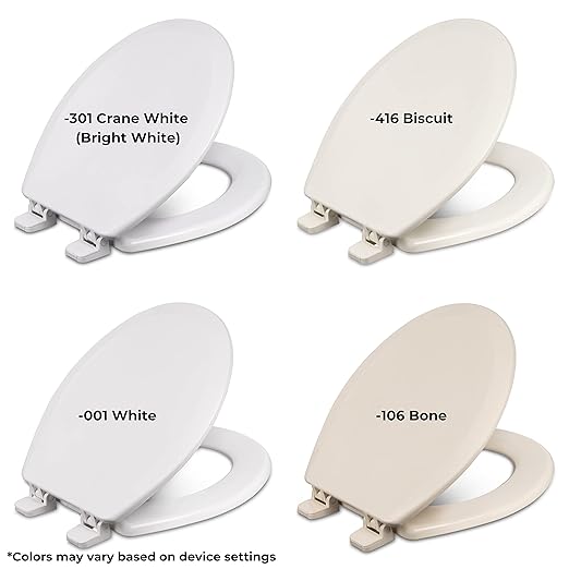 Centoco Elongated Toilet Seat, Heavy-Duty Wood Core with Plastic Scratch-Resistant Finish, Made in the USA, 900-001, White