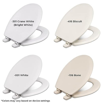Centoco Elongated Toilet Seat, Heavy-Duty Wood Core with Plastic Scratch-Resistant Finish, Made in the USA, 900-001, White