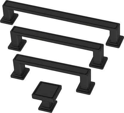 Franklin Brass 10 Pack Matte Black Cabinet Handles 3 inch (76mm) Kitchen Cabinet Handles and Drawer Pulls for Cupboards and Dressers | Recessed Square