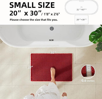 TYUU Waffle Bath Mat, Boho Bathroom Rugs Non Slip, 30x20 Burgundy | Super Absorbent Quick Dry Bath Rug, Non-Slip Backing, Soft Waffle Washable Farmhouse Bathroom Mats, Tub, Shower & Home Decor
