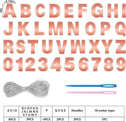 DIY Banner Kit with Letters Bright Rose Gold Customizable Birthday Banners Graduation Banner Custom Party Hanging Banners for Graduation Wedding Party Baby Shower Decoration (Bright Rose Gold)