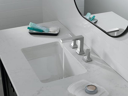 Delta Velum Chrome Bathroom Faucet 3 Hole, 8 Inch Widespread Bathroom Sink Faucet for Vanity, Metal Push-Pop Drain Assembly, Chrome 3537LF-MPU