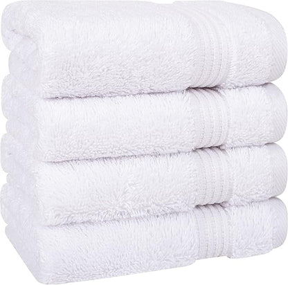 Cotton Paradise 100% Cotton Turkish Washcloth Set for Bathroom, 4 Piece Soft Absorbent Small Towels Wash Rags, White