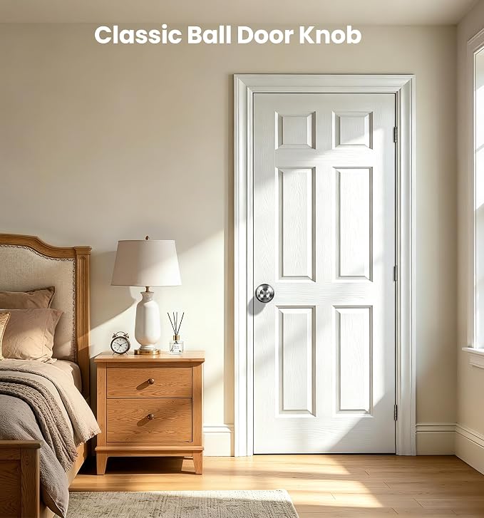 Veise Privacy Interior Door Knobs for Bedroom & Bathroom, Brushed Nickel | ANSI Grade 3, Keyless, Easy Installation, Thumb Lock Emergency Release, Rust & Fingerprint-proof, Reversible,Classic