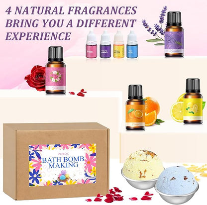 Bath Bomb Making Kit- DIY Bath Bomb Set for Kids Adults, Make Your Own Spa Kit, Shower Craft Kits with Bath Bomb Molds, Press, Spa Craft Kits, Bath Bombs Making Supplies Gifts for Girls Women