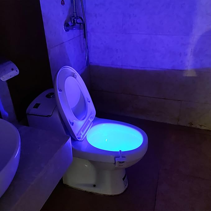 AUSAYE 2 Pack Toilet Light 8 Colors Change Led Nightlight, Motion Sensor Activated Toilet Bowl Night Lights, Bathroom Night Light for Mom Dad Kids Women