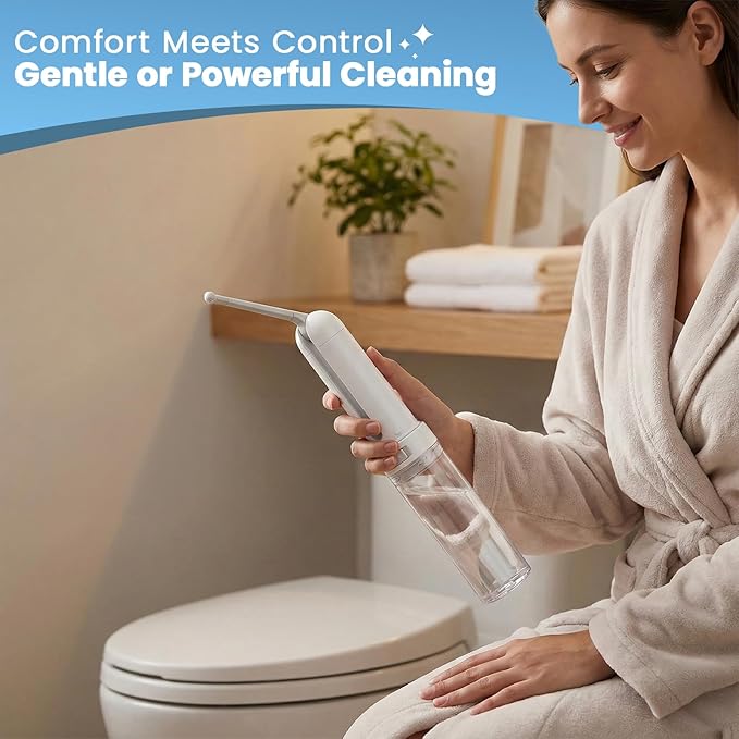 ECO CLEAR – Portable Electric Travel Bidet, 3 Pressure Modes, USB-C Rechargeable, 180ml Tank & Bottle Adapter, IPX7 Waterproof Handheld Bidet for Women & Men, Postpartum, Pregnancy & Camping