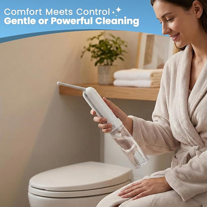ECO CLEAR – Portable Electric Travel Bidet, 3 Pressure Modes, USB-C Rechargeable, 180ml Tank & Bottle Adapter, IPX7 Waterproof Handheld Bidet for Women & Men, Postpartum, Pregnancy & Camping