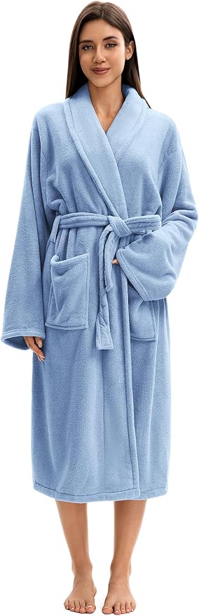 Soft Robe For Women，Warm Plush Bath Robes Female，Spa Towel After Shower Lightweight Long Bathrobe