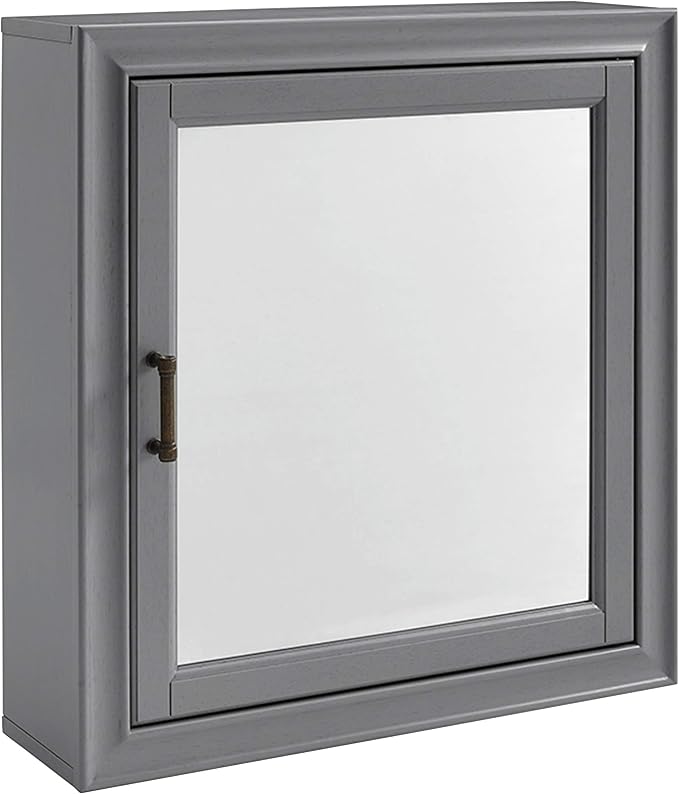 Crosley Furniture Tara Wall Mounted Bathroom Mirror and Medicine Cabinet, Vintage Gray