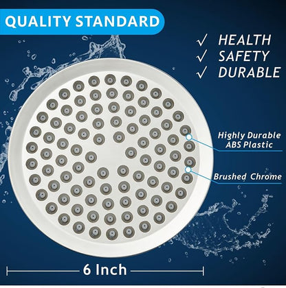 Voolan High Pressure Rain Shower Head - Luxury Modern Look - The Perfect Adjustable Replacement For Your Bathroom Showerhead - Comfortable Shower Experience Even at Low Water Flow (6“ Brushed Chrome)