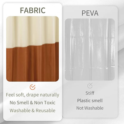 ALYVIA SPRING Waterproof Fabric Shower Curtain or Liner Cream/Orange, 72x72 | 3 Magnets, Soft Cloth & Hotel Quality, Machine Washable, Light-Weight, Standard Size