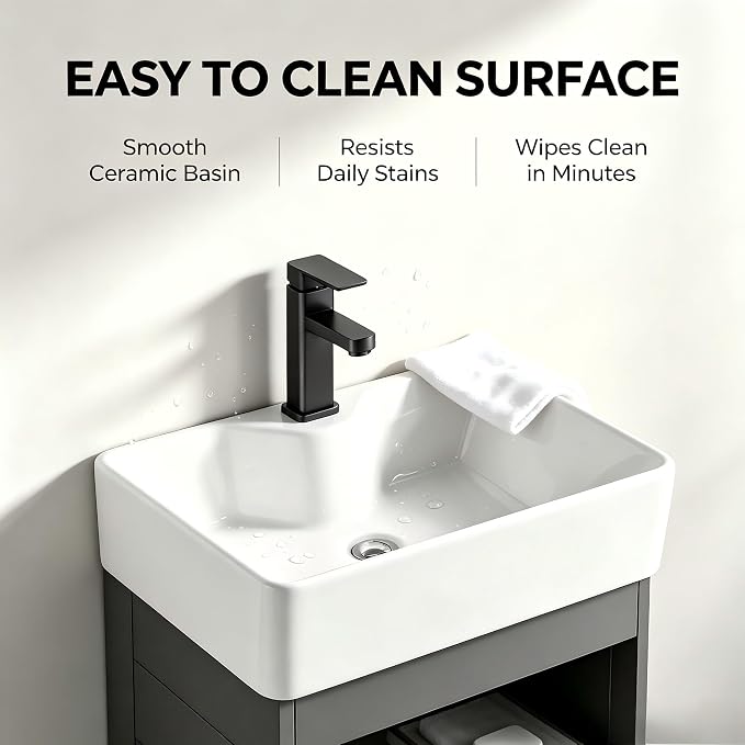 15-inch wall-Mounted Compact Bathroom Vanity, Open-Style mini Bathroom Vanity, Designed specifically for Compact bathrooms