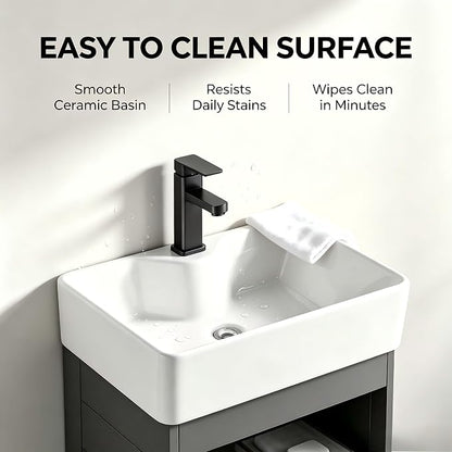 15-inch wall-Mounted Compact Bathroom Vanity, Open-Style mini Bathroom Vanity, Designed specifically for Compact bathrooms