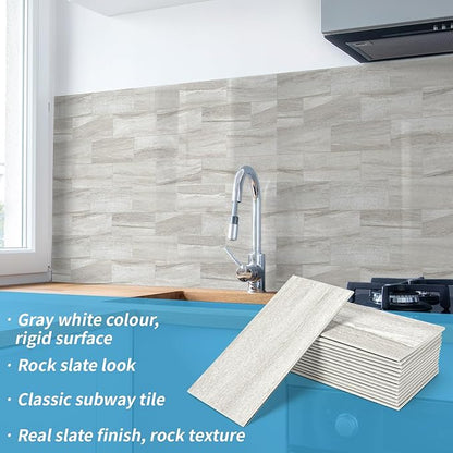 Art3d 102-Pack Peel and Stick Backsplash on Subway Tile, Biege Marble | 3 x 6 in, PVC, Self Adhesive, Waterproof, Traceless Peel, Modular Splicing, Ideal for Vanities, Bathrooms