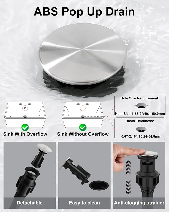 Brushed Nickel 3 Hole Bathroom Faucet,8" Widespread Vanity Faucet | 2 Handle Waterfall Bathroom Sink Faucet with Pop-Up Drain,Supply Lines,360° Swivel Spout,Lead-Free Stainless Steel,Deck Mount