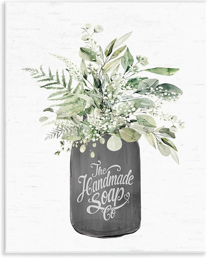 Handmade Soap Botanicals Floral, 11 x 14 Inch Mounted Print on Wall Plaque | Stupell Industries · By Lettered and Lined · Ready to hang · Bathroom to bedroom accent · Made in USA
