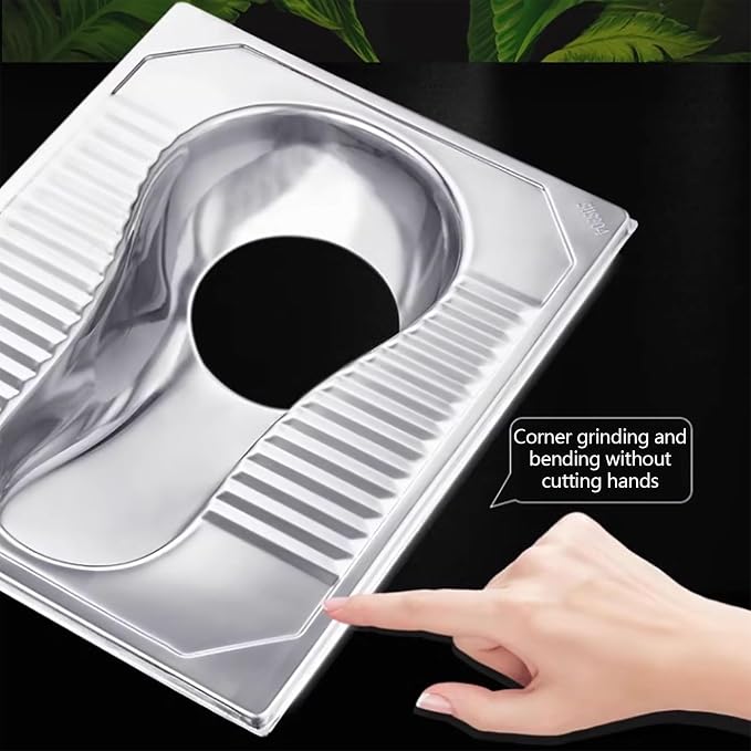 Stainless Steel Large-Bore Dry Toilet, Rural Toilet Squat Pit Renovation, Bathroom Squat Toilet, Flush-Free,