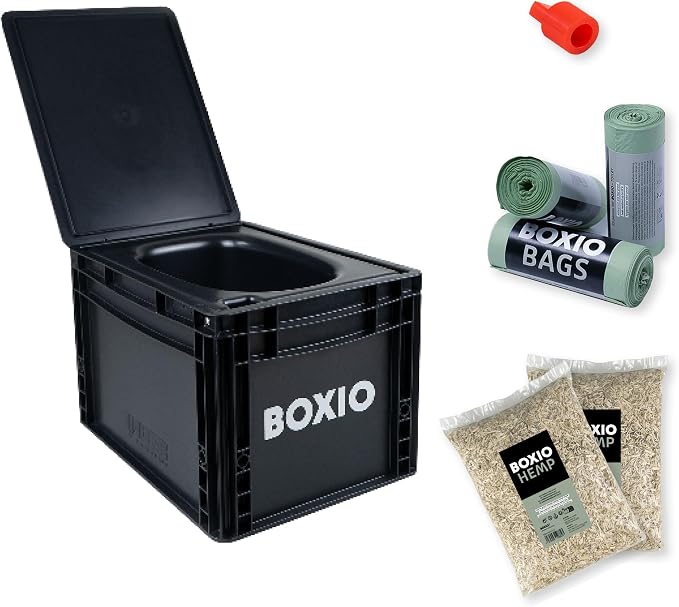 BOXIO Toilet - Portable Toilet, Camping Toilet, composting Toilet for car Camping, Boat or Camping. Mini Camping Toilet: 14,7" x 11,8" x 11,0" Made in Germany.