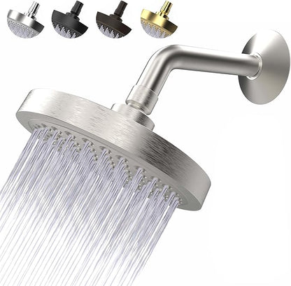 CircleSplash Shower Head - High Pressure 2.5 GPM - Brushed Nickel | Anti-clog silicone nozzles, removable restrictor, easy-clean fixed replacement