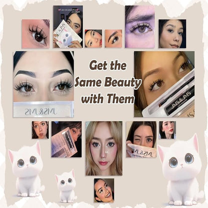 JMS&JMS Cat Bunny Lash Clusters Kit, Anime Eyelash Cluster Kit with Spikes | Invisible Band Manga Lashes Natural Wispy Lash Extension Kit with Lash Bond and Seal, Tweezers at Home