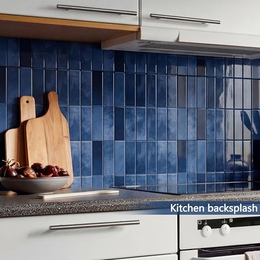 10 Sheets Upgraded Thicker Design Subway Tile Peel and Stick Backsplash | 12”×12”Self Adhesive Wall Tiles Stick on Back Splash for Kitchen,Bathroom,Camper(Blue)