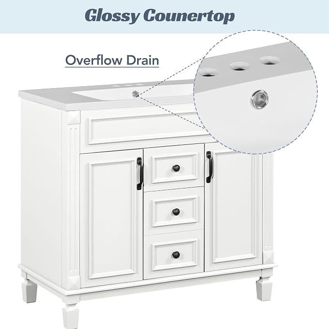 Merax 36" Bathroom Vanity with Sink Combo, Wood Freestanding Storage Cabinet Set W/2 Soft Closing Doors and 2 Drawers