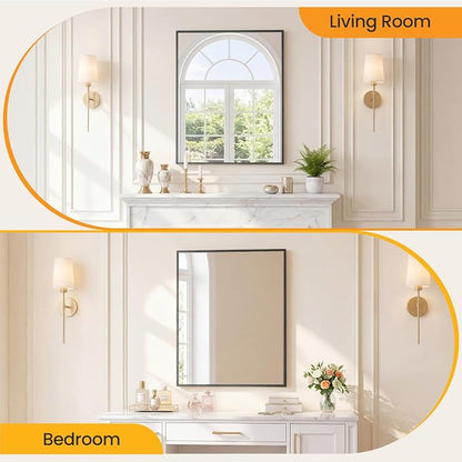 Sweetcrispy Bathroom Mirror, 30" x 36" Rectangle Wall Mount Mirrors | Modern Vanity Mirror with Tempered Glass, Metal Frame, for Home Decor, Anti-Rust, Black
