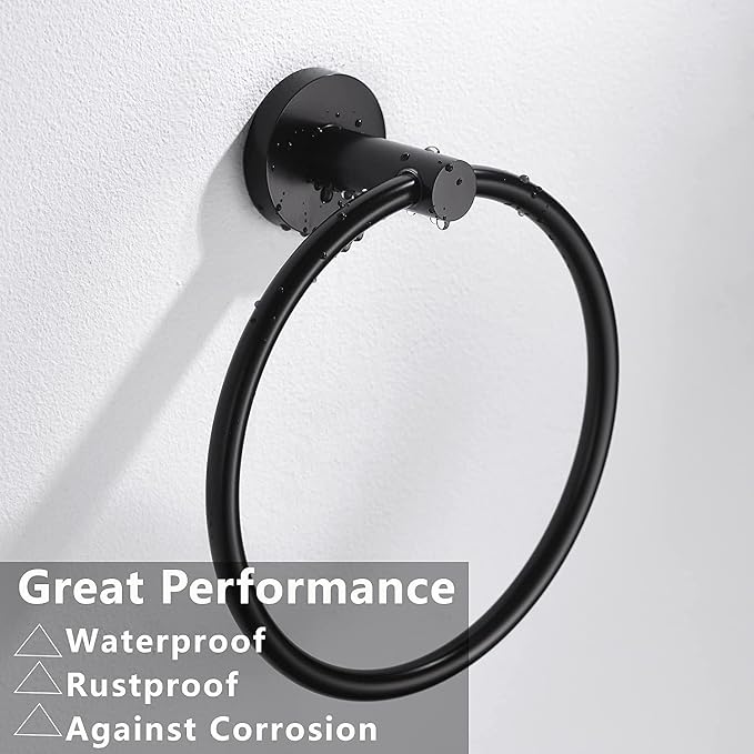 Matte Black Toilet Paper Holder and Hand Towel Ring Set 2 Pieces Bathroom Hardware Accessories Set SUS304 Stainless Steel Heavy Duty Wall Mounted Bathroom Holder…