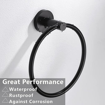 Matte Black Toilet Paper Holder and Hand Towel Ring Set 2 Pieces Bathroom Hardware Accessories Set SUS304 Stainless Steel Heavy Duty Wall Mounted Bathroom Holder…
