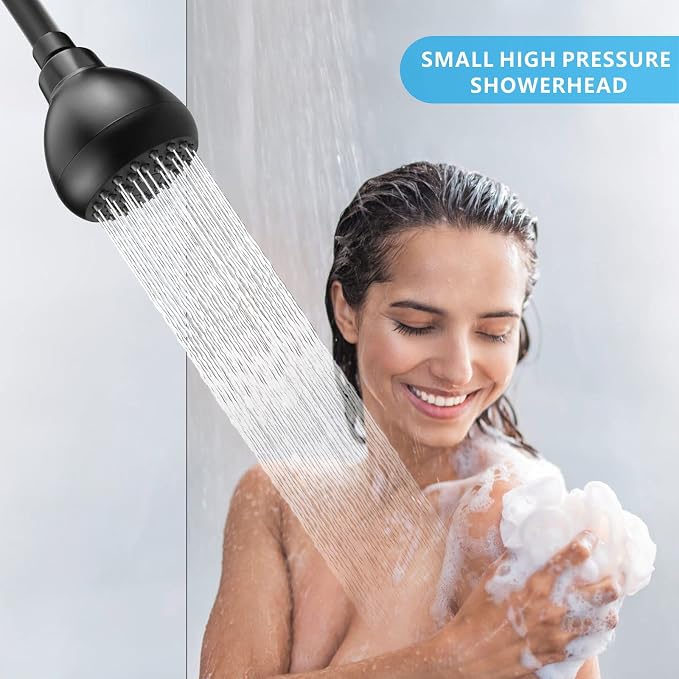 High Pressure Shower Head - Powerful Bathroom Pressure Boosting Showerhead - Perfect Universal Replacement for Rain Shower Heads(Matte Black)