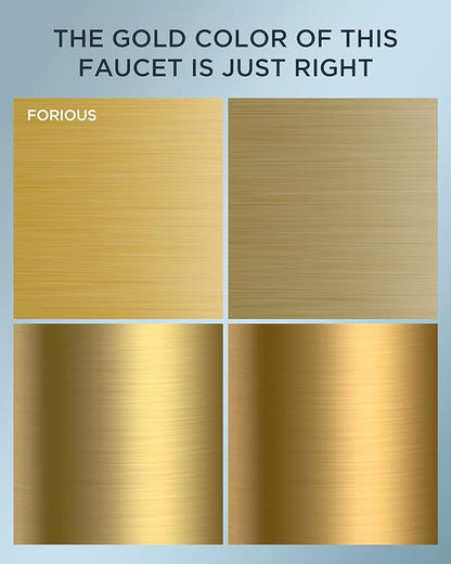 FORIOUS Gold Bathroom Faucet Centerset 4 in, 2 Handle Centerset Bathroom Sink Faucet Brushed Gold 2 Hole, with Metal Pop Up Drain, 24 in CUPC Supply Lines, for Vanity Sink Remodel