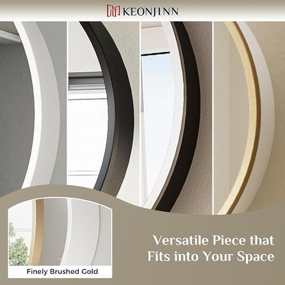 Keonjinn 24 Inch White Round Medicine Cabinet with Mirror, Rust Resistance | Circular Surface Mount Medicine Cabinets for Bathroom, Shatter-proof, Smooth Piano Hinge, Metal Frame, Magnetic Door Bumper